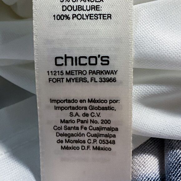 Chicos Womens Dress size Small Blue White Maxi Slit Pullover Sleeveless Stretch - Picture 9 of 11